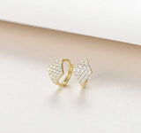 14Kt Yellow Gold Plated Sterling Silver CZ Cubic Zirconia Cute Flower Small Tiny Mini Hinged Huggie Cartilage Hoop Earrings For Women Girls, Size 1/2 inch