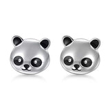 Silver Cute Animal Panda Stud Earrings 