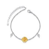 S925 Sterling Silver Yellow Sunflower Bracelet