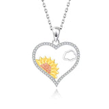 Silver Cloud Sunflower Necklace 