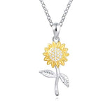 925 Sterling Silver Heart Sunflower Pendant Necklace - You are My Sunshine Jewelry Gift for Women Girls