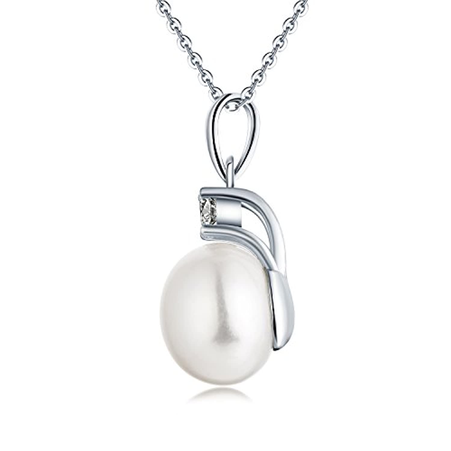 925 Sterling Silver Freshwater Cultured Pearl Pendant Necklace Jewelry For Women