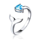 Dolphin Mermaid Tail Ring Cubic Zirconia Open Ring