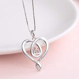 925 Sterling Silver CZ  Love Heart Pendant Necklace Gift for Women Girls Mum