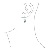 Nautical Blue Created Opal Tropical Beach Dangle Seahorse Earrings For Women Fish Wire 925 Sterling Silver