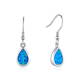 Silver Opal Dangle Drop Earrings 