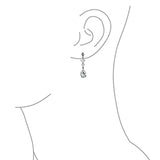 Briolette Faceted Teardrop Pear Shaped Cubic Zirconia CZ Chandelier Earrings For Women 925 Sterling Silver