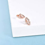Rose Gold Plated Butterfly Earrings for Women Sterling Silver Stud Earrings with Cubic Zirconia