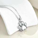 Paw Print Keepsake Jewelry Urn Necklace for Ashes Sterling Silver Cremation Memorial Pendant for cat Dog's Pet's Ashes