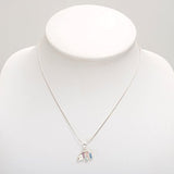 Sterling Silver Little Elephant Multi-Colored Mother of Pearl Shell Inlaid Pendant Necklace