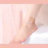 Sterling Silver Sister Heart Anklet Dainty Boho Beach Cute Foot Anklet Adjustable Bead Heart Anklet for Women Girlfriend