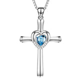  Silver Cross Necklace with Swarovski Crystals 