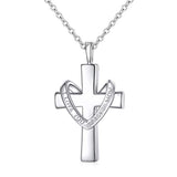 Silver Cross Cremation Jewelry Ashes Keepsake Urns Pendant Necklace 