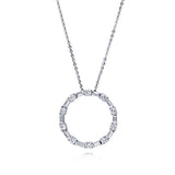 Rhodium Plated Sterling Silver Cubic Zirconia CZ Open Circle Wedding Pendant Necklace
