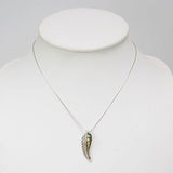 925 Sterling Silver Natural Green Abalone Shell Long Leaf Pendant Charm Necklace 18 Inches Chain
