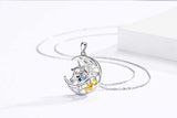 925 Sterling Silver Moon Unicorn Necklace for Women Heart Pendant Jewelry Anniversary Birthday Gifts for Her
