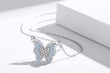 Butterfly Necklace for Women, 925 Sterling Silver Cute Opal Butterfly Pendant Jewelry For Women