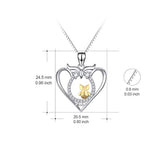 Angel caller Mother and Child Owls Sterling Silver Two-Tone Love Heart Owl Pendant Necklace for Women