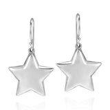 Silver Star Dangle Drop Earrings