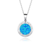 Blue Opal Round Dainty Delicate Necklace