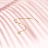 Yellow Gold Plated 925 Sterling Silver Threader Chain Long Tassel Drop Minimalist Pull Through Earrings For Women Girls，Length 4