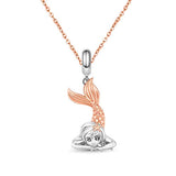 Silver Mermaid Girl Pendant Necklace 