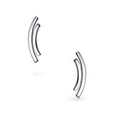 Minimalist Geometric Double Curved Bar Stud Earrings For Women For Teen 925 Sterling Silver
