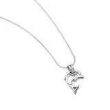 925 Sterling Silver Open Jumping Dolphin Fish Pendant Necklace for Women, 18 Inches Chain