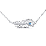  Silver Blue Evil Eye Peacock feather  Animal Pendant Necklace