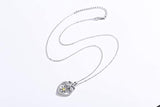  Silver Love Heart Pendant with Cubic Zirconia and Daisy Flower Necklace