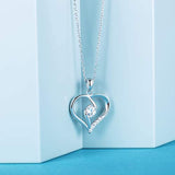 925 Sterling Silver  Love Heart Pendant  Cubic Zirconia  White Gold Plated Necklace Jewelry Gifts for Women Girls
