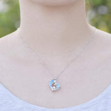  Silver Blue Fire Opal Dolphin Necklace Pendant