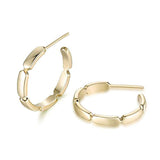 Gold Plated Sterling Silver Polished Minimalist Bamboo Circle Open Small Hoop Earrings Trendy Jewelry Gift Gifts for Women