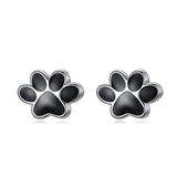 Silver Dog Paw Stud Earrings