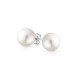 Fashion Bridal Simple Pure White Simulated Pearl Ball Stud Earrings For Women For Teen Sterling Silver