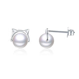 Silver Pearl Stud Earrings   