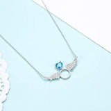 925 Sterling Silver Angel Wings Heart Pendant Necklace for Women