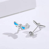 Sterling Silver Blue Opal Dragonfly Stud Earring Jewelry gift for Women