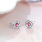 Sterling Silver  Pink Halo - Girly Dream Stud Earrings Crystals from Swarovski For Women