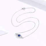 Evil Eye Necklace 925 Sterling Silver Blue and White CZ Amulet Necklace for Women for Mom