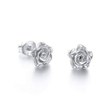 S925 Sterling Silver Rose Flower Earrings Jewelry