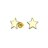 Tiny Minimalist Celestial USA Patriotic Rock Star Stud Earrings For Women For Teen Real 14K Yellow Gold Screwback