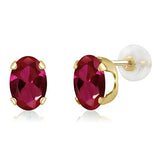 14K  Gold Red Created Ruby Stud Earrings