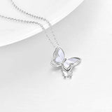 Sterling Silver Created Pearl Butterfly Jewelry Necklace for Women Birthday Gift