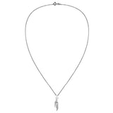 Double Feather Dangle 925 Sterling Silver Pendant Necklace