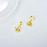 Sterling Silver Sunburst Hoop Earrings with Swarovski Crystal, Jewelry Collection for Women Girls