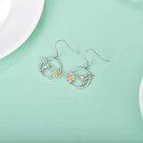 S925 Sterling Silver Dangle Drop Hummingbird flowers Earrings Jewelry Gifts for Women Girls Birthday
