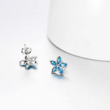 S925 Sterling Silver Flower Stud Earrings Jewelry Gifts with Swarovski Crystals For Women