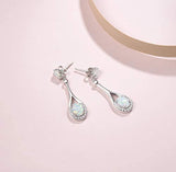 October Birthstone Sterling Silver White Opal Earrings Leverback Dangle Cubic Zirconia CZ Fire Opal Fine Jewelry for Women