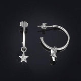 925 Sterling Silver Star Earrings Women Small Open Hoops Earrings Gifts for Ladies
